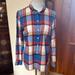 J. Crew Tops | J. Crew Royal Blue, Orange, Coral, Beige, White Plaid “Perfect Fit” Shirt - Sp | Color: Blue/Orange | Size: Sp