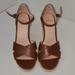 J. Crew Shoes | J. Crew Leather Cross Strap Espadrille Wedge Sandal Sepia Size 8.5 | Color: Brown/Tan | Size: 8.5