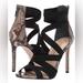 Jessica Simpson Shoes | Jessica Simpson Jyra Heeled Strappy Sandals Black Snakeskin Embossed Size 7.5 M | Color: Black | Size: 7.5