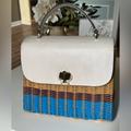 Kate Spade Bags | Kate Spade White Leather And Striped Woven Wicker Purse With Shoulder Strap | Color: Tan | Size: Os
