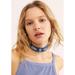 Free People Jewelry | Free People Brittany Denim Rhinestone Choker | Color: Blue | Size: Os