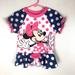 Disney Swim | Disney Minnie Mouse Swim Top Girls 6 Polka Dot Ruffle Bow Swim Shirt Pink Blue | Color: Blue/Pink | Size: 6g