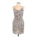 Lush Casual Dress - Mini V Neck Sleeveless: Tan Dresses - Women's Size Large
