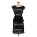 Maeve Cocktail Dress - Mini Scoop Neck Short sleeves: Black Print Dresses - Women's Size 2X-Small Petite