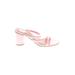 DV by Dolce Vita Sandals: Slide Chunky Heel Feminine Pink Solid Shoes - Women's Size 9 1/2 - Open Toe