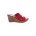 Italian Shoemakers Footwear Wedges: Slip-on Platform Bohemian Red Print Shoes - Women's Size 6 1/2 - Open Toe
