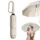 Vopetroy Ring Buckle Umbrella,With Reflective Safety Strip,Sturdy Windproof, Travel Portable, Reverse Automatic Umbrella (Beige)