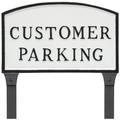 Montague Metal Products SP-66L-LS-WB 13" x 21" Large Arch Customer Parking Sign with Lawn Stakes-White/Black Statement Plaque