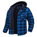 Men's Long Sleeve Shirt Flannel Plaid Coat For Men, Plush Thick Warm Coat, Hooded Men's Outerwear (Color : D, Size : 4XL)
