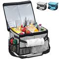 Bizzoelife Grill Caddy for Outdoor Grill, Picnic Caddy with Paper Towel Holder, Collapsible & Easy Carry BBQ Caddy for Camping Gear, Tailgate Essentials, Must Haves for Outdoor, Camper, RV, Gray