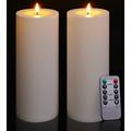 Patiphan Large Flameless Candles Outdoor, 11" x 4" Battery Operated Candles with Remote and Timers, Flickering Flame LED Candles, Waterproof Pillar Candles for Decoration, White Set of 2