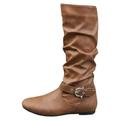 Wedding Gifts Leather Boots for Women Knee High Sexy Ladies Fashion Tassel Rhinestone Boots Pointed Toe Chunky High Heel Boots Knee High Boots for Women No Heel Shoe For Women UK Size (sd5-Brown, 4)