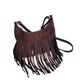 WEVRMQDY Handbags & Shoulder Bags Women’S Fringed Leather Shoulder Bag Soft Ethnic Style Pu Messenger Bag Zipper Large Retro Handbag Totes Bag-Brown