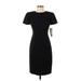 Donna Morgan Casual Dress - Sheath Crew Neck Short sleeves: Black Solid Dresses - New - Women's Size 2 Petite