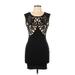 AX Paris Cocktail Dress - Mini: Black Grid Dresses - Women's Size 10