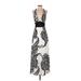 White House Black Market Cocktail Dress - Midi Plunge Sleeveless: Ivory Dresses - Women's Size 0