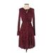 B Collection by Bobeau Casual Dress - A-Line Tie Neck Long sleeves: Burgundy Dresses - New - Women's Size X-Small
