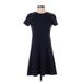 Uniqlo Casual Dress - A-Line: Blue Solid Dresses - Women's Size Small