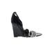 VC Signature by Vince Camuto Wedges: Black Print Shoes - Women's Size 6 - Open Toe