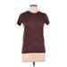 Lululemon Athletica Active T-Shirt: Burgundy Jacquard Activewear - Women's Size 8