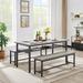 17 Stories Drouin Rectangular 31.5" L x 67" W Dining Set Wood/Metal in Gray/Black | 31.7 H x 67 W x 31.5 D in | Wayfair