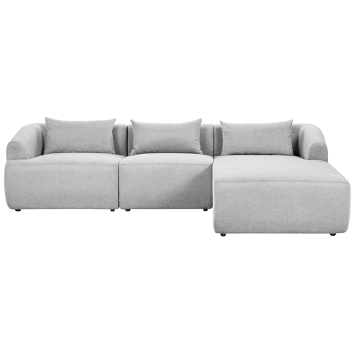 Ecksofa Hellgrau Stoffbezug L-förmig 3-Sitzer Sofa mit Chaiselongue Links Wohnzimmermöbel Modern Wohnzimmer Ausstattung Wohnecke Sitzecke