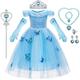 La Reine des Neiges Princesse Elsa Reine des Neiges Robe de demoiselle d'honneur Costume de soirée à thème Robes en tulle Fille Cosplay de Film Cosplay Halloween Bleu 1 Bleu Bleu Ciel Halloween