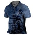 Homme Crânes Imprimés Photos Rétro Vintage Voilier POLO Tee Shirt Golf Manche Courte Chemise Col rabattu Extérieur Plein Air Bleu Vert Kaki Gris Cordon Imprimer Vêtement Tenue Sportif Mode Vêtement