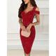 Robe mi-longue Femme robe soirée Manche Courte Printemps Automne Hiver - Mode Soirée Moderne Ruché Accueil froid Lueur Couleur monochrome Vacances 2023 Rouge S M L XL XXL 3XL