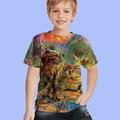 T-shirt Garçon Enfants Manche Courte 3D effet Animal Gris Enfants Hauts Eté Actif Extérieur du quotidien Standard 4-12 ans