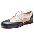 Femme Oxfords Chaussures Bullock Grandes Tailles Soirée Extérieur du quotidien Couleur unie Eté Talon bloc Talon Plat Bout rond Elégant Vacances Rétro Vintage Polyuréthane Lacet Noir Bleu Marron