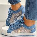 Femme Basket Grandes Tailles Chaussures en Toile Extérieur du quotidien Eté Boucle Talon Plat Bout rond Mode Classique Décontractées Marche Cuir PU Toile Maille Couleur unie Couleur Pleine Chaussures