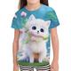 T-shirt Enfants Fille Graphic Extérieur 3D effet Manche Courte Col ras du cou Actif 7-13 ans Eté Blanche Rose Claire