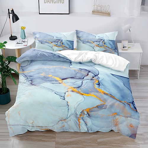 Literie 3d marbre imprimé imprimé housse de couette ensembles de literie housse de couette avec 1 housse de couette ou couvre-lit imprimé, 2 taies d