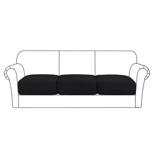 canapé extensible housse de coussin housse élastique canapé fauteuil causeuse 4 ou 3 places gris uni solide doux durable lavable