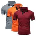 Homme POLO Tee Shirt Golf Casual Des sports Revers Manche Courte Mode basique Couleur unie Patchwork 3 Pièces Eté Standard Gris Noir Bleu Marine Bleu Vin Bleu Marine Gris Orange Vin Vin