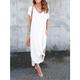 Robe casual Robe t-shirt Robe d'été Femme robe longue Poche Fendu Plein Air Rendez-vous Maxi basique Col V Manche Courte Standard Noir Blanche Rose Claire S M L XL 2XL