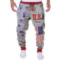 Homme Joggings Pantalon Jogging Pantalon Jogger Pantalon Chino Cordon Taille elastique Lettre Drapeau National Toute la longueur Fin de semaine basique Noir bleu marine Micro-élastique