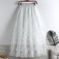 Femme Jupe Tutu Jupe longue Maxi Jupes Plissé Patchwork Multirang Couleur Pleine Soirée Halloween Printemps Automne Polyester Longue Princesse Eté Noir Blanche Vert Claire Rose Claire