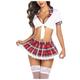 Ensemble de lingerie uniforme étudiant pour femmes tenues de lingerie deux pièces lingerie sexy en dentelle avec haut à nouer et mini jupe plissée costume sexy d'Halloween mardi gras