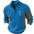 Foi Rétro Vintage Homme Imprimer Zippé Tricot Pull Pull Zippé Pull Polo Extérieur du quotidien Vacances manche longue Mao Chandails Bleu Bleu Ciel Marron Automne Hiver S M L Chandails