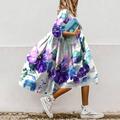 Femme Robe mi-longue Robe Évasée robe boheme Décontractées Bohème Extérieur Vacances du quotidien Standard Floral Manches 3/4 Col Rond Blanche Jaune Rouge Bleu Eté Printemps