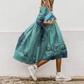 Femme Robe mi-longue Robe Évasée robe boheme Décontractées Bohème Extérieur Vacances du quotidien Standard Floral Manches 3/4 Col Rond Blanche Jaune Rouge Bleu Eté Printemps