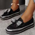 Femme Ballerines Slip-Ons Mocassins Chaussures bling-bling Paillettes de cristal scintillantes ornées de bijoux Baskets à plateforme Soirée Travail du quotidien Couleur unie Strass Noeud Talon Plat