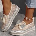 Femme Ballerines Slip-Ons Mocassins Chaussures bling-bling Paillettes de cristal scintillantes ornées de bijoux Baskets à plateforme Soirée Travail du quotidien Couleur unie Strass Noeud Talon Plat