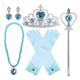 Couvre-chef couronne bâton magique pour enfants et filles, ensemble d'accessoires pour cheveux, collier couronne de performance princesse elsa, gants elsa