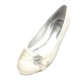 Femme Chaussures de mariage Paillettes de cristal scintillantes ornées de bijoux Chaussures de mariée Strass Fleur de satin Ruban Talon Plat Bout rond Ballerine Satin Noir Blanche Ivoire