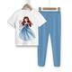 Fille 3D Princesse Ensembles pyjama t-shirt et pantalon Rose Manche Courte 3D effet Eté Printemps Automne Actif Mode Le style mignon Polyester Enfants 3-12 ans Col Ras du Cou Intérieur Casual Standard