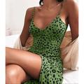Femme Mini robe robe soirée Robe casual Sexy Robe Robe d'été Mode Vacances du quotidien Sortie Standard Léopard Sans Manches Col V Blanche Rouge Vert Kaki Eté Printemps