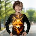 Garçon 3D Renard Tee-shirts Chemises manche longue 3D effet Printemps Automne Sportif Mode Vêtement de rue Polyester Enfants 3-12 ans Col Ras du Cou Extérieur Casual du quotidien Standard